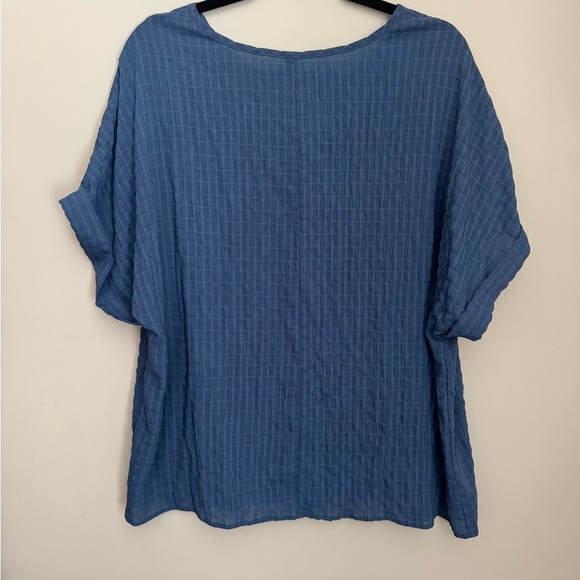 SHEIN Curve Blue Textured Short Sleeve Blouse Women’s Size 2XL - Picture 2 of 4